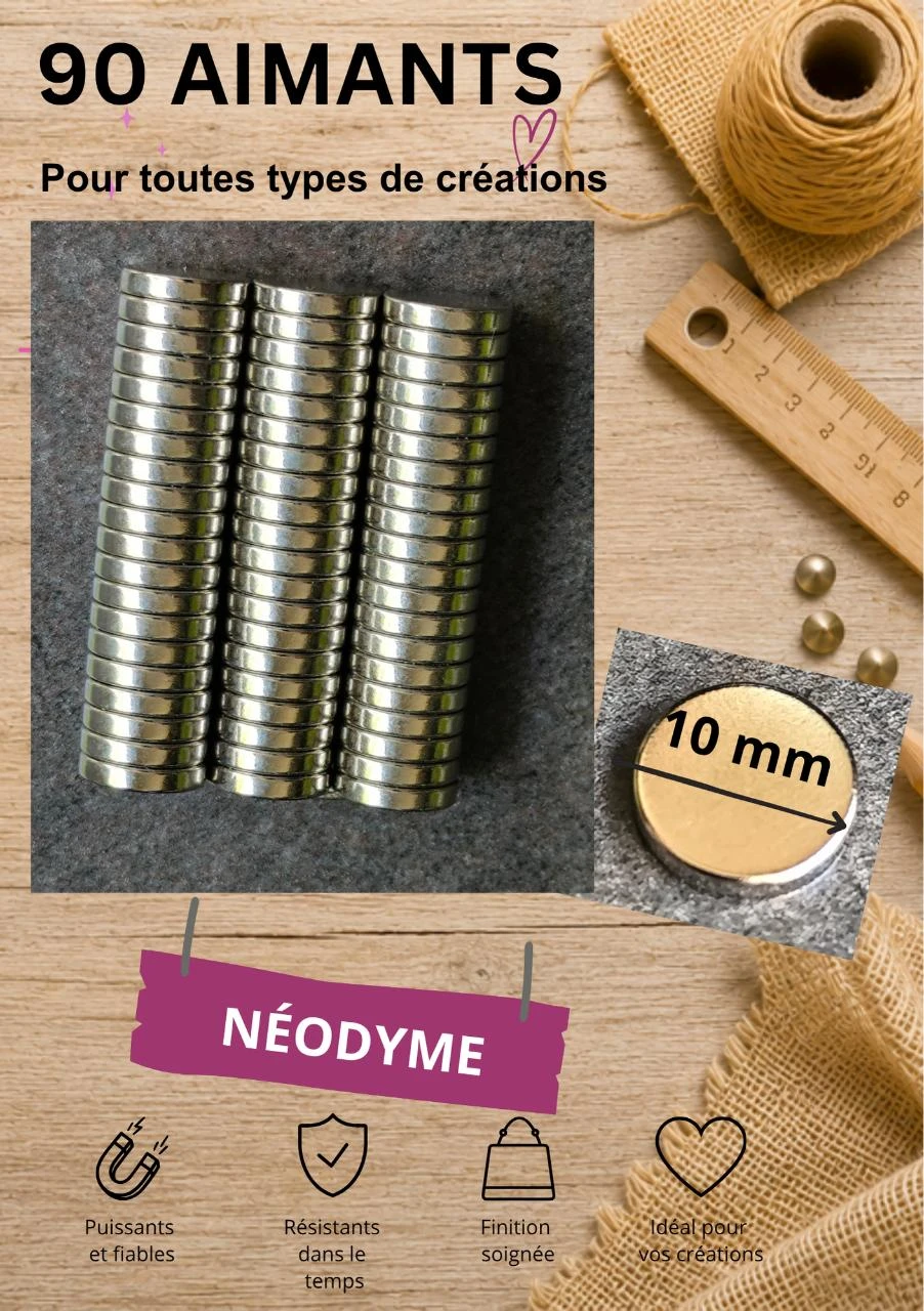 Lot de 90 aimants très puissants néodyme 10mm neuf